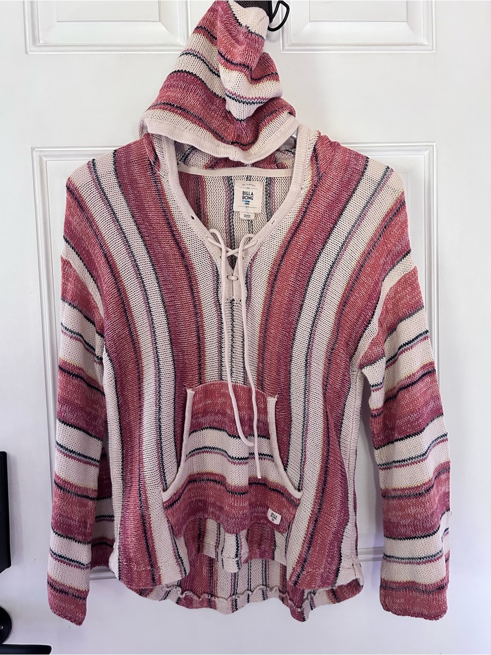 Billabong Pink Striped Hooded Knit Top